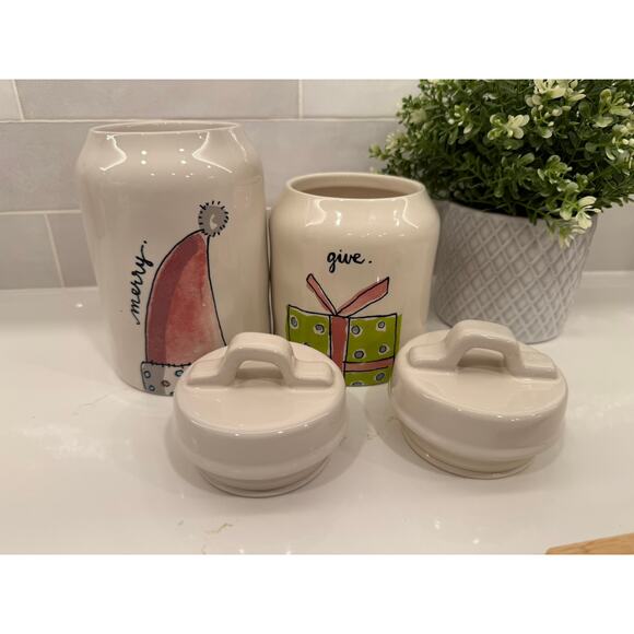 Rae Dunn Merry and Give Watercolor Christmas Canisters - Picture 5 of 13